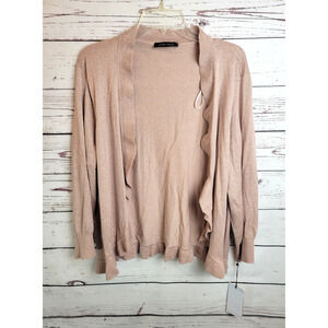 NWT Ivanka Trump Cardigan Sweater Light Pink Open Metallic Shrug Women's Size XL